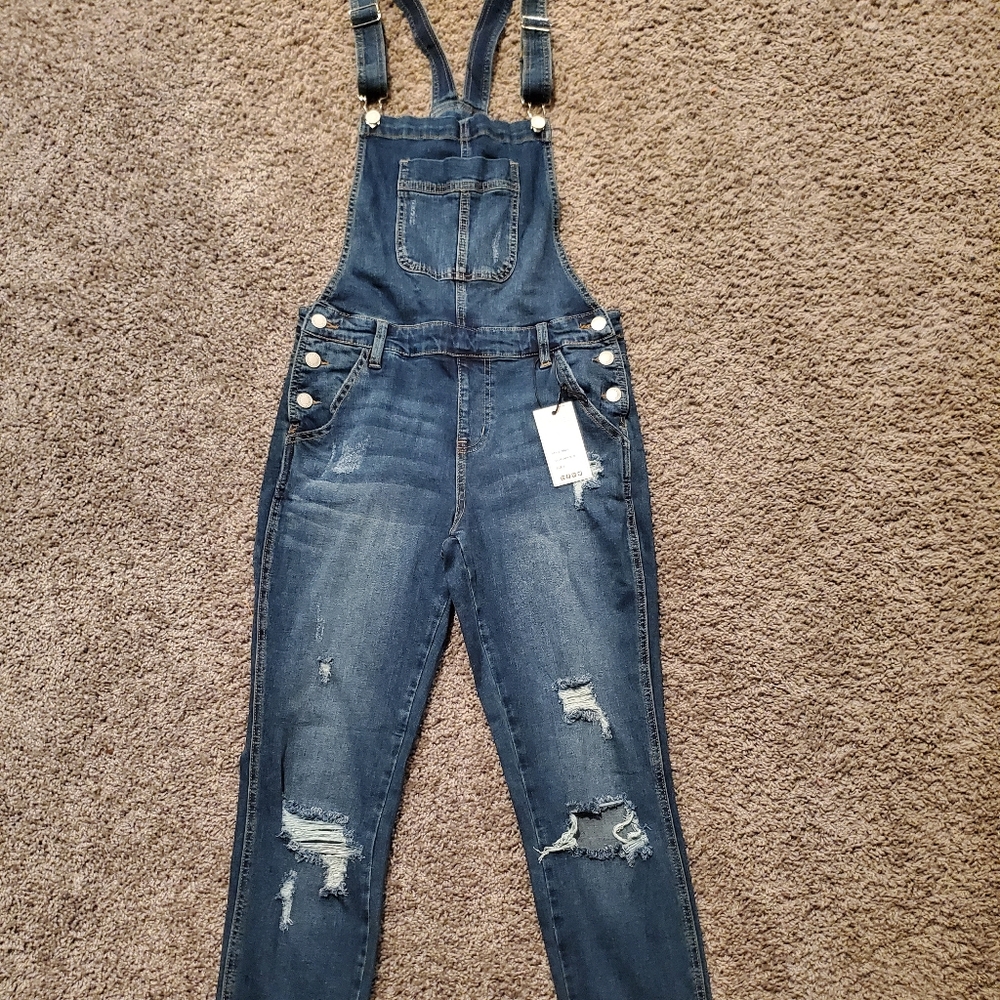 Judy blue overall skinny slight distressed bibs